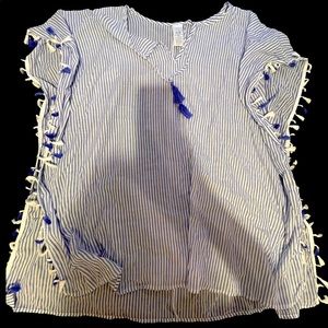 Bathing Suit Cover Up- Blue & White 🇺🇸